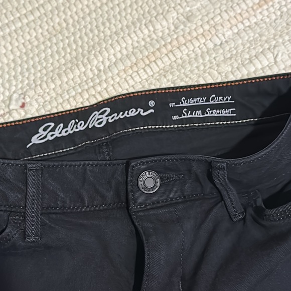 Eddie Bauer slightly curly slim straight Black Jeans size 2 - Picture 2 of 5